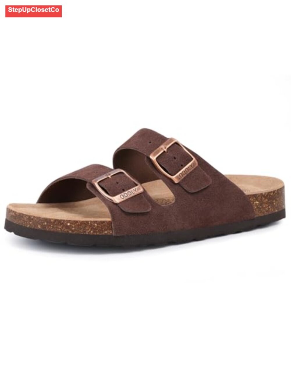 Cork Footbed Slide Sandals with Arch Support and Adjustable Buckle
